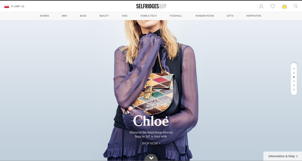 Selfridges website