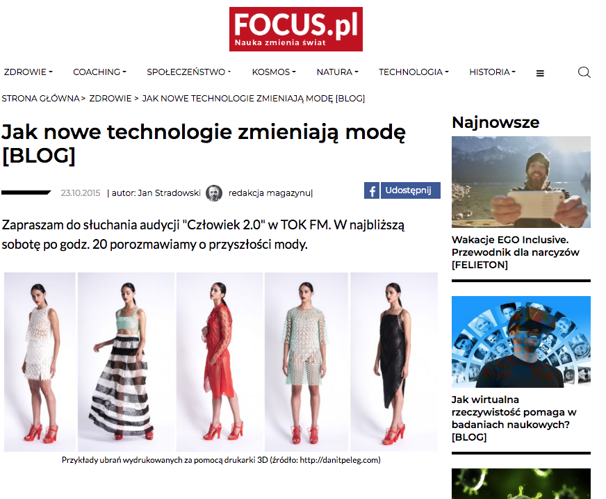 TOK FM Focus.pl jak technologie zmieniają modę - Czlowiek 2.0 2015
